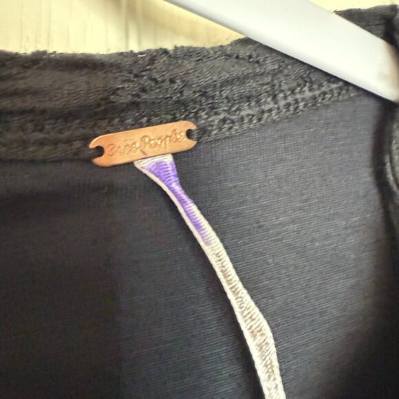 Free People Tea Time Blouse Women M Black Lace Open Back Puffed Sleeves Boho NWT - Picture 3 of 11